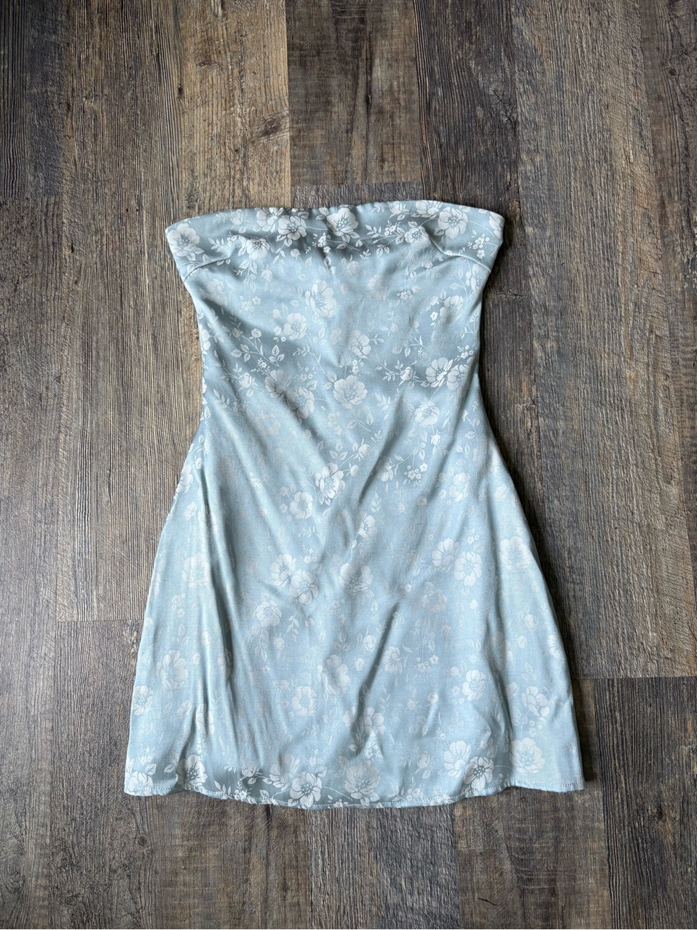 Princess Polly Strapless Floral Dress Light Blue